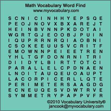 math word search puzzle answers