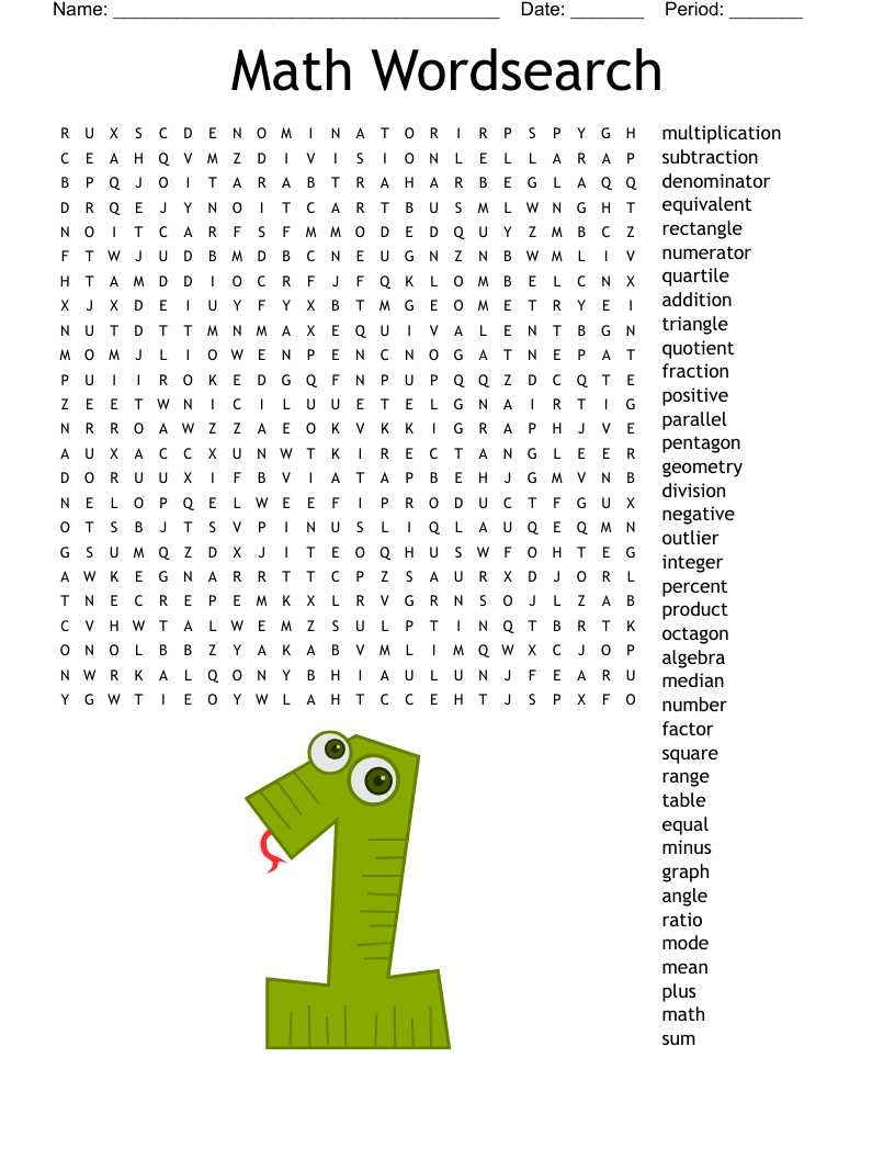 math word search puzzle answers