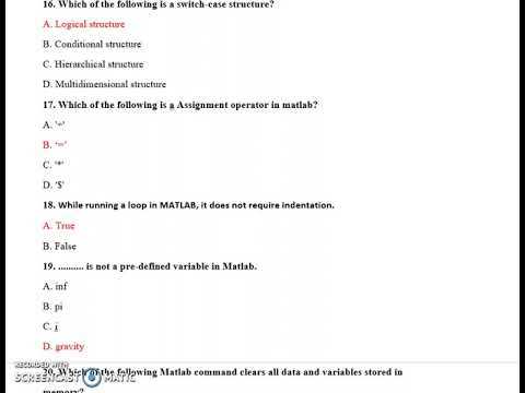 matlab exams questions and answers