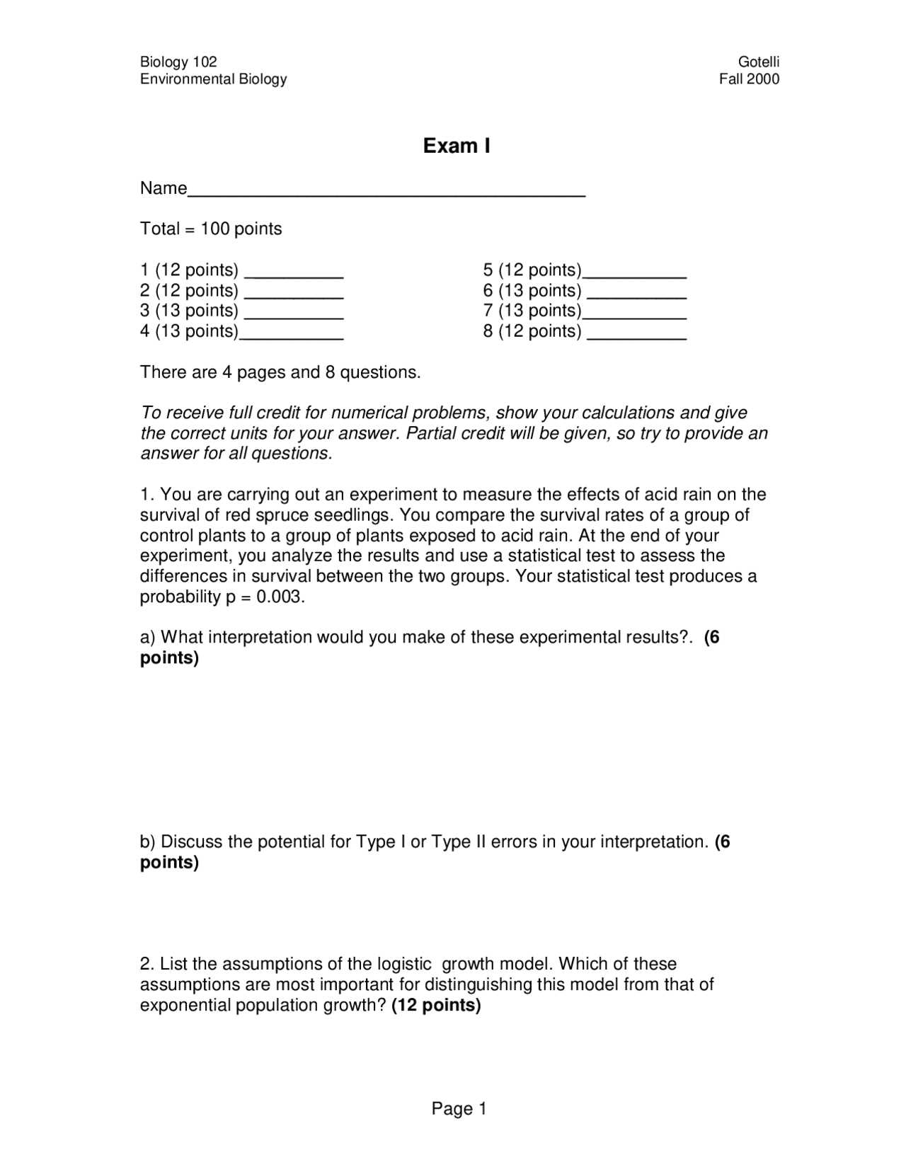 biology 2011 exam answers