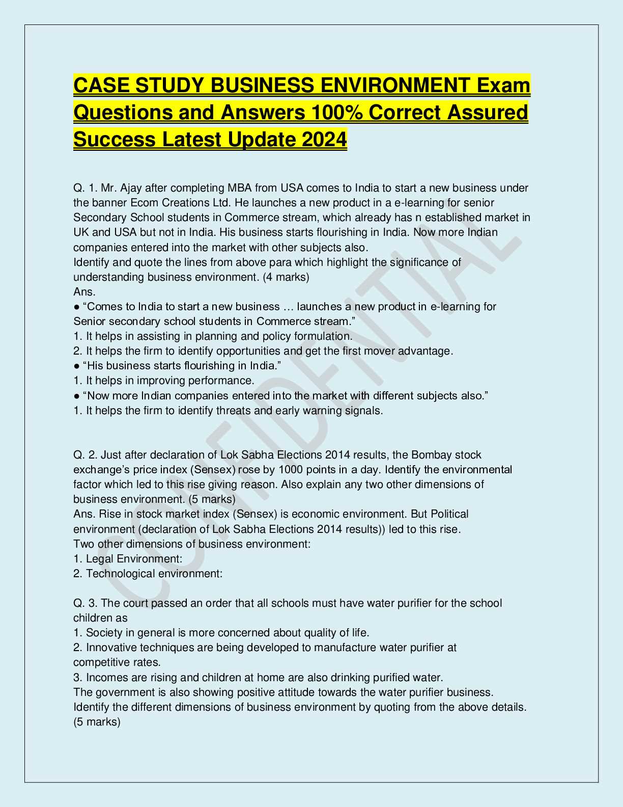 business studies exam questions and answers