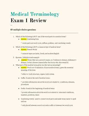 medical terminology final exam multiple choice