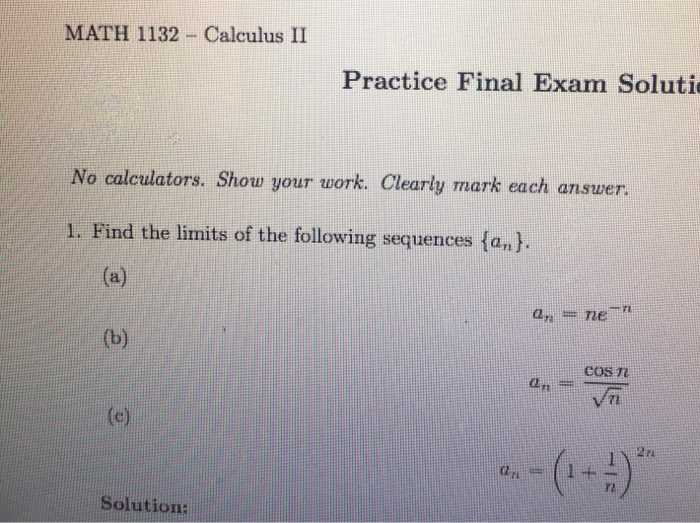 calculus exam answers