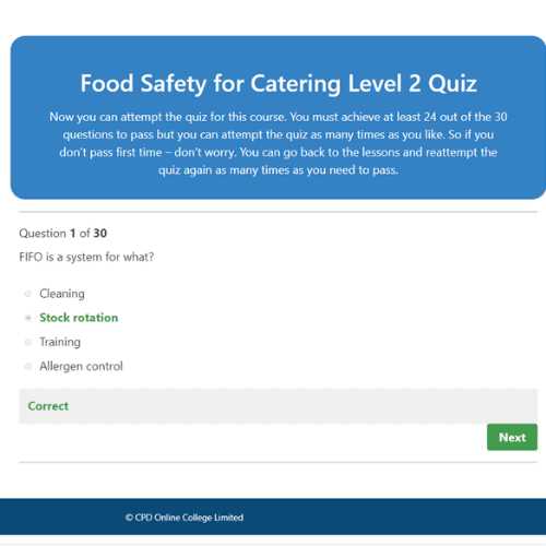 food safe level 1 exam answers