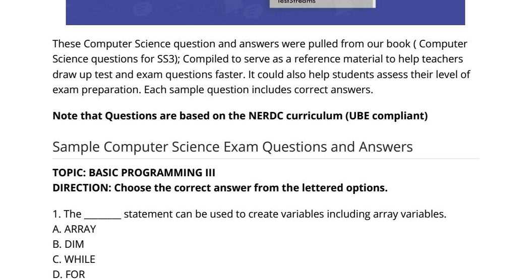 computer programming exam questions and answers