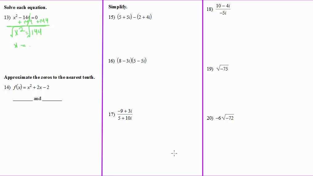 core connections algebra 2 homework answers