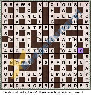 badgehungry crossword cove answers