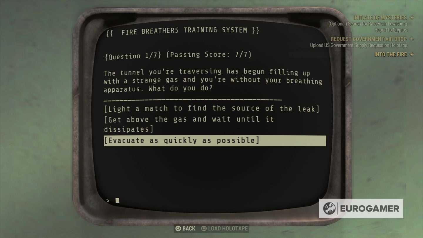 fallout 76 hunter exam answers