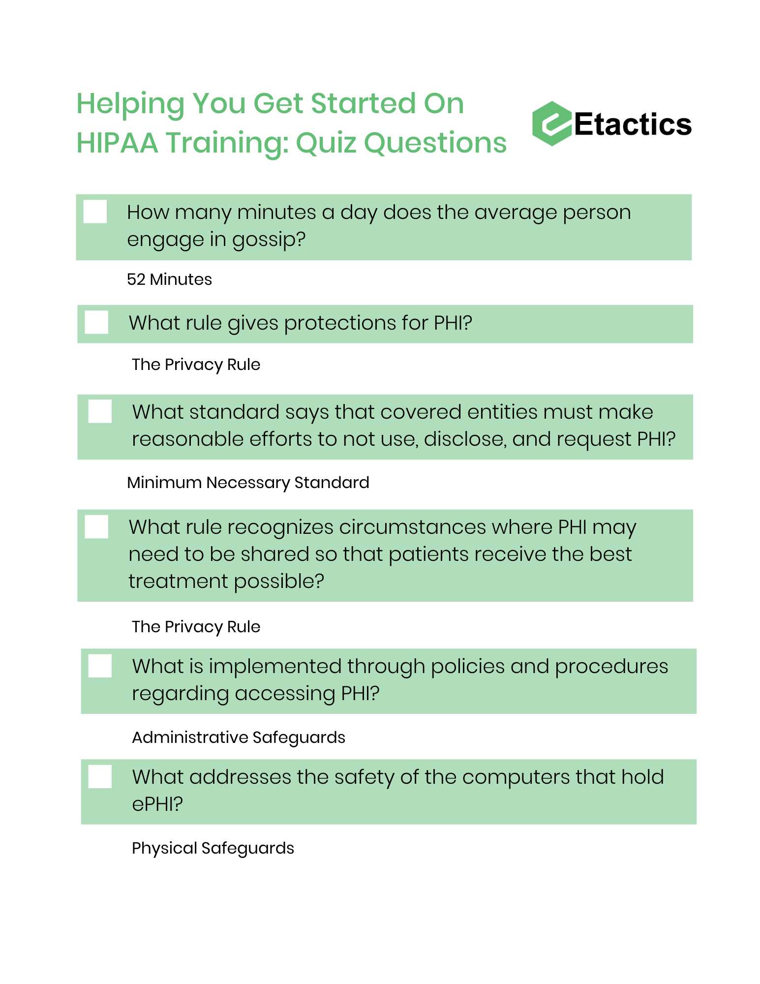 hipaa training test answers