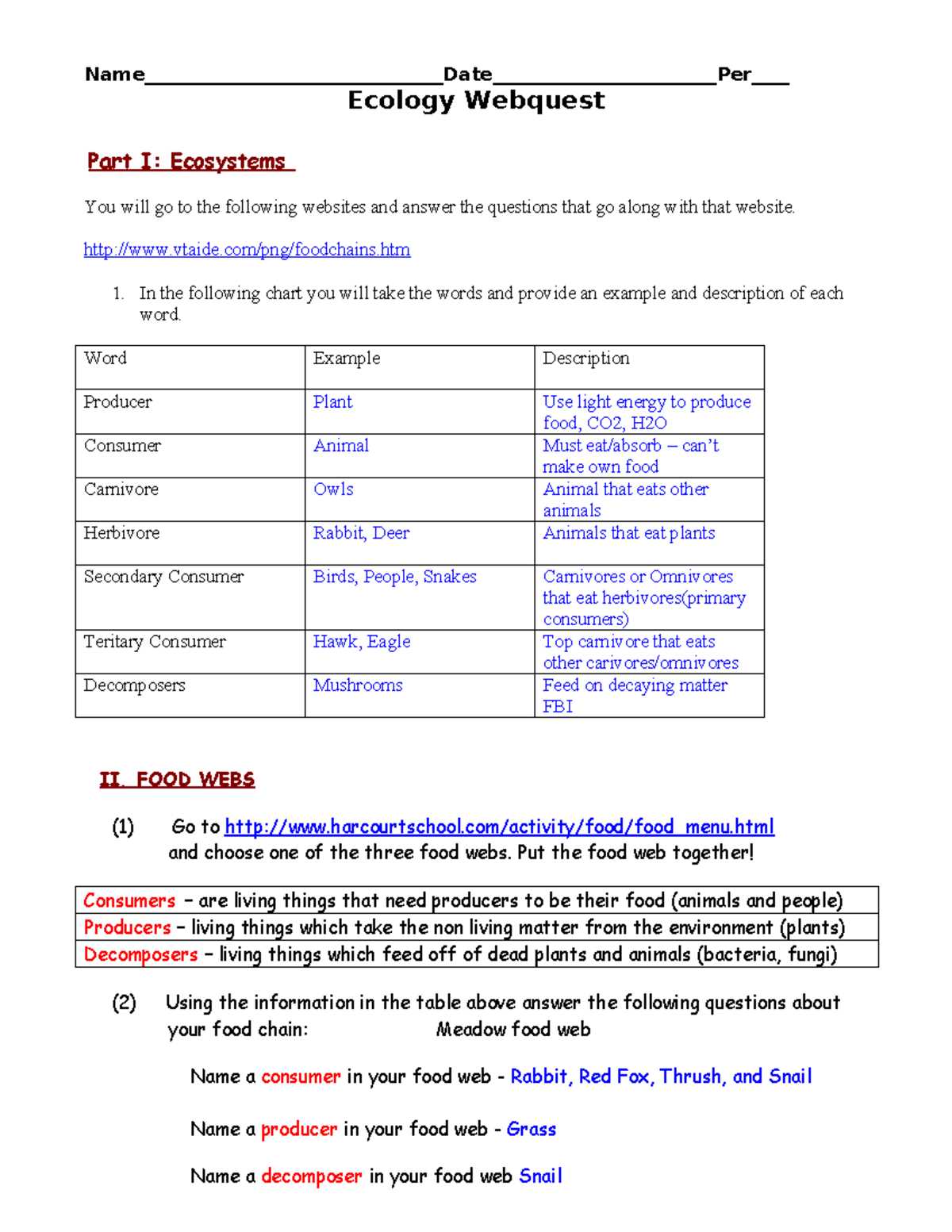 biology exam review webquest study guide answers