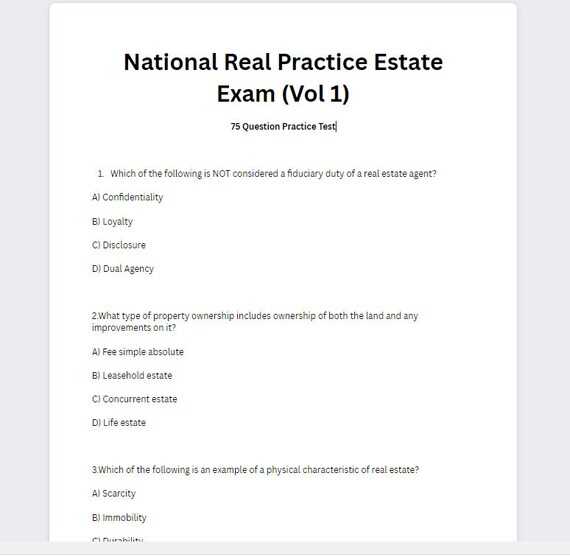 national real estate exam questions and answers