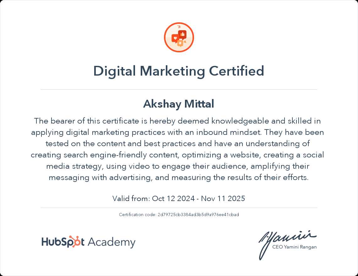 hubspot digital marketing exam answers 2025