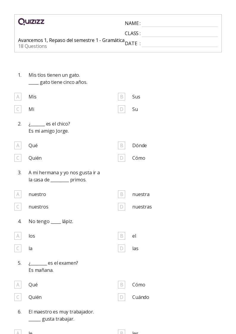 examen de diagnostico avancemos level 2 answers