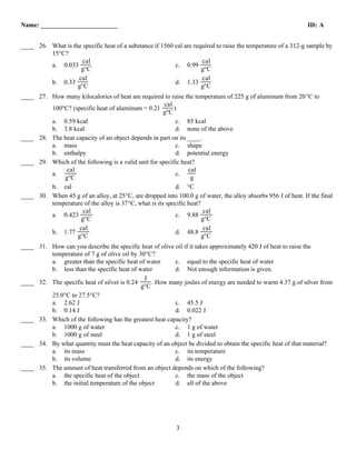 thermochemistry exam questions answers