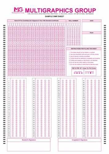 sample answer sheets