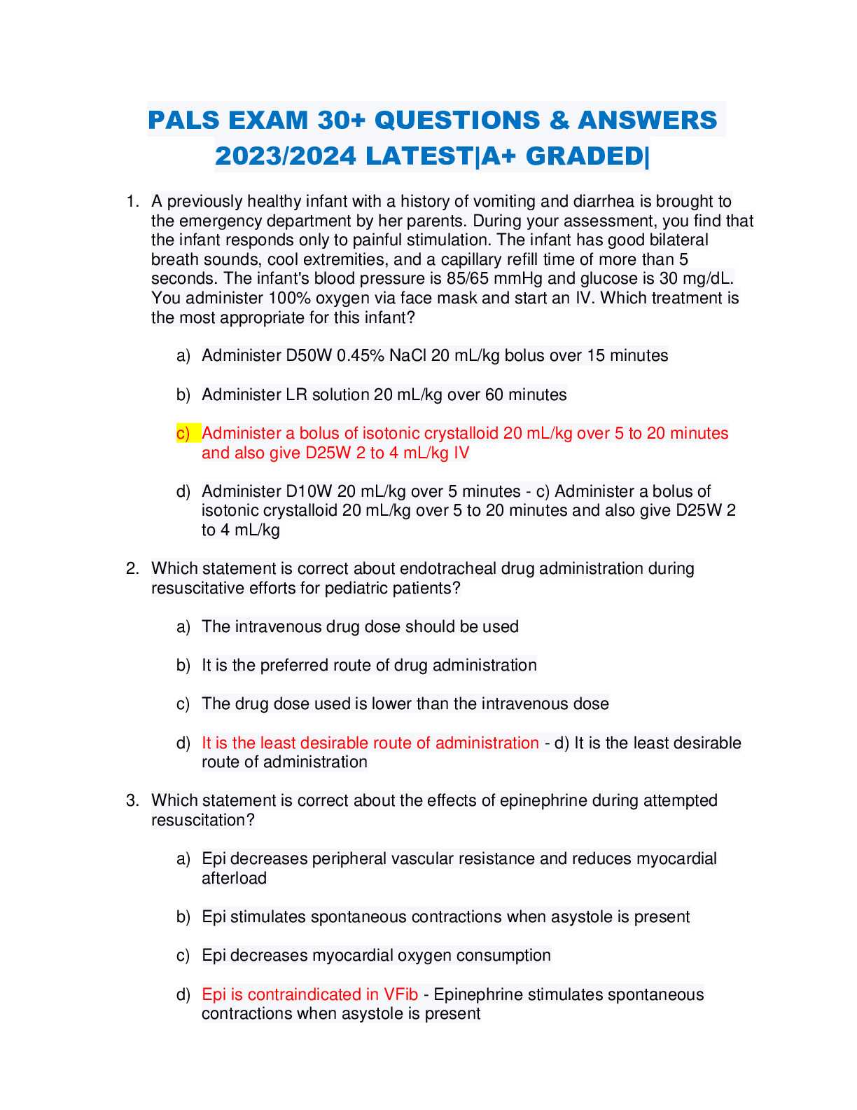 pals post test answer key