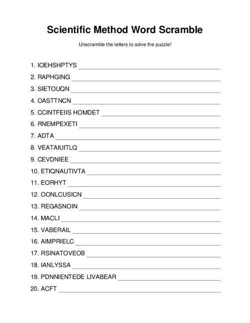 scientific method crossword puzzle answer key