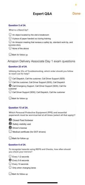 amazon delivery exam answers