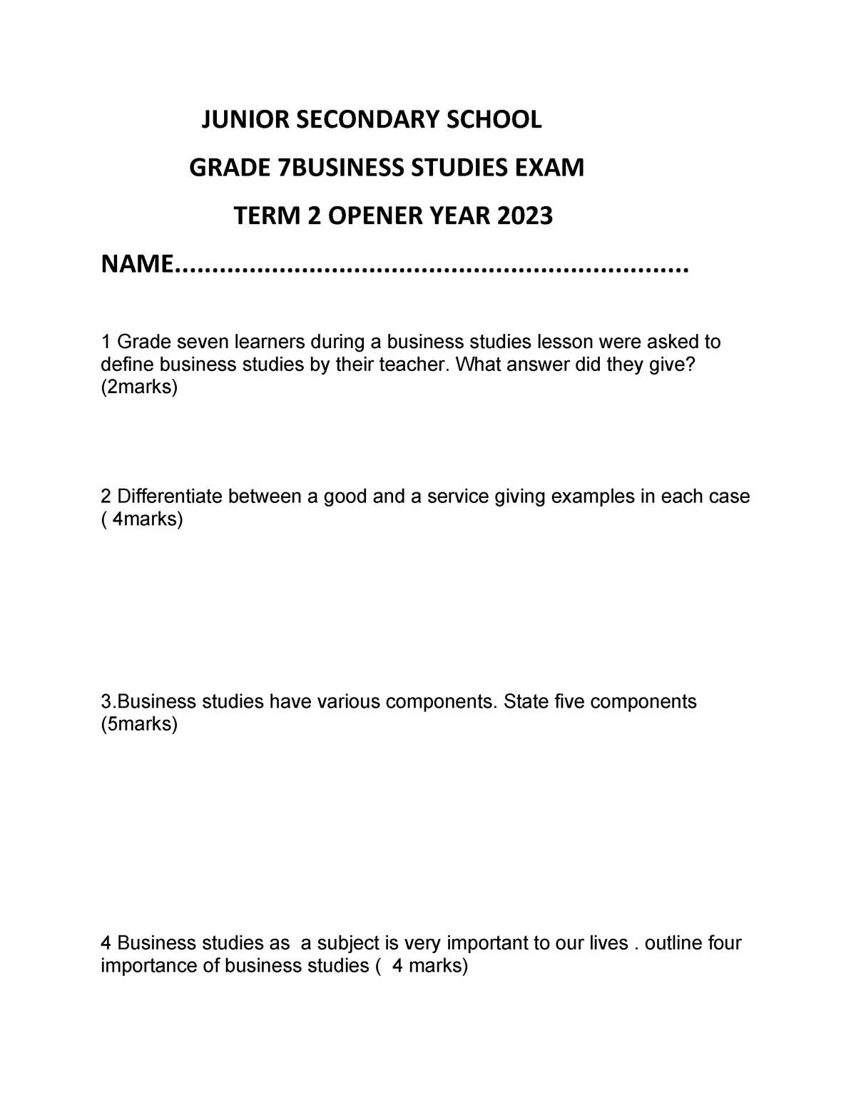 business studies exam questions and answers