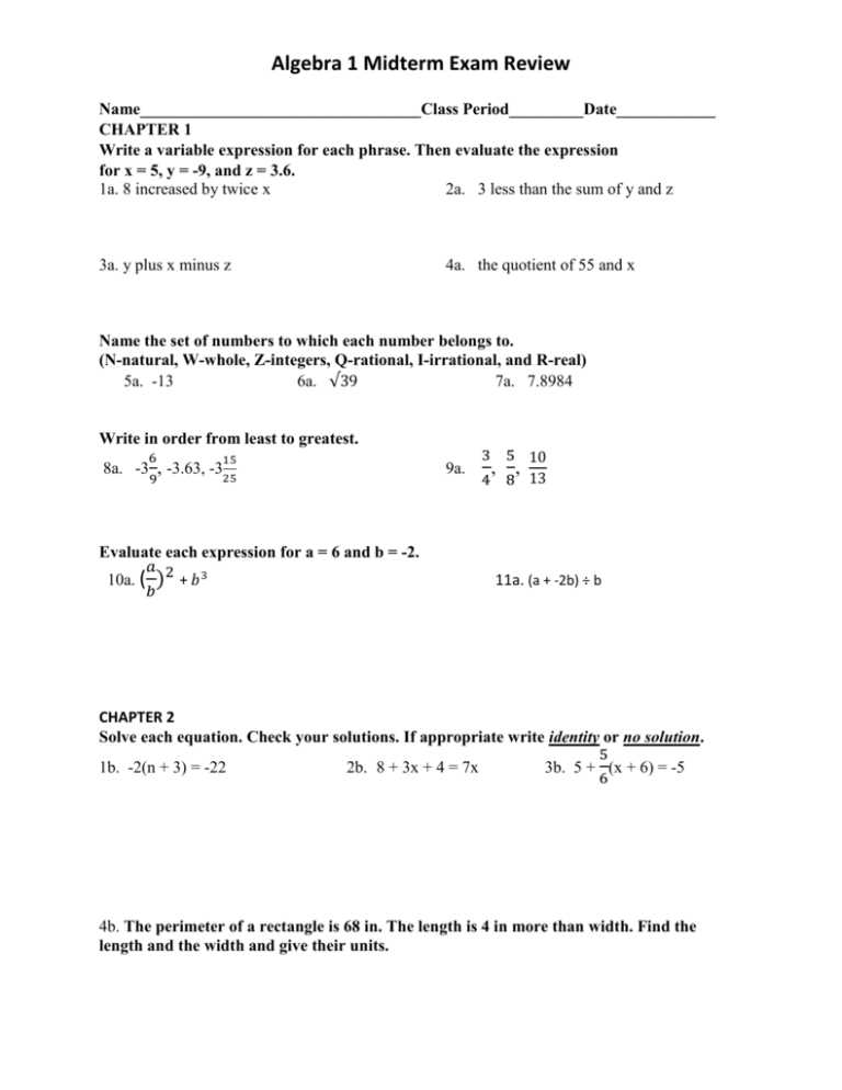 review for algebra 1 midterm exam answer key