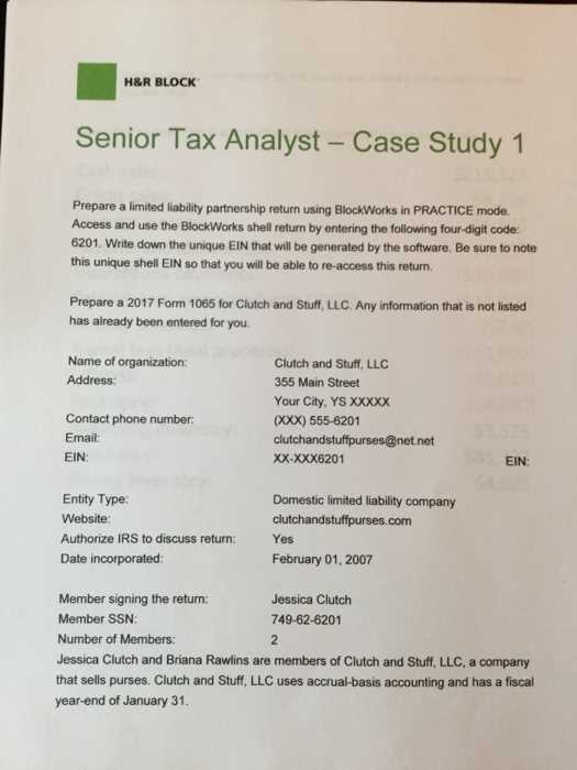 h&r block final exam case study answer 2025