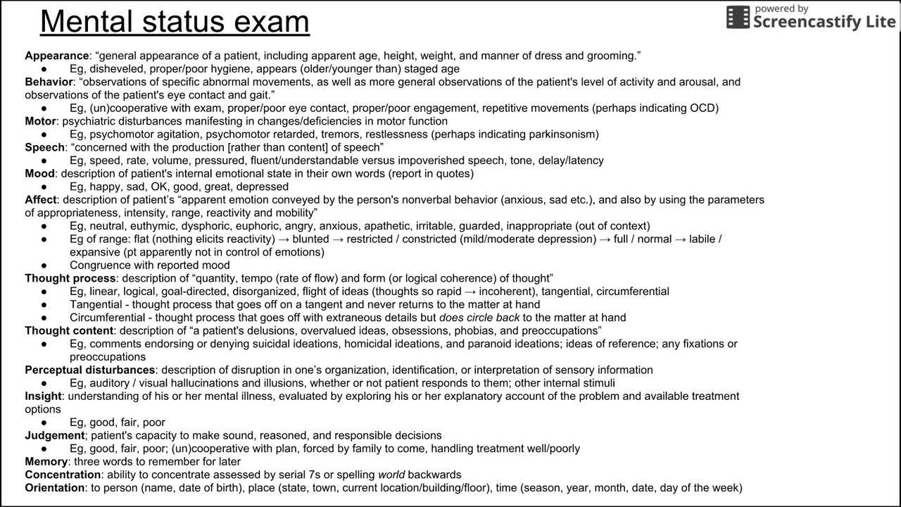 mental status exam affect descriptors