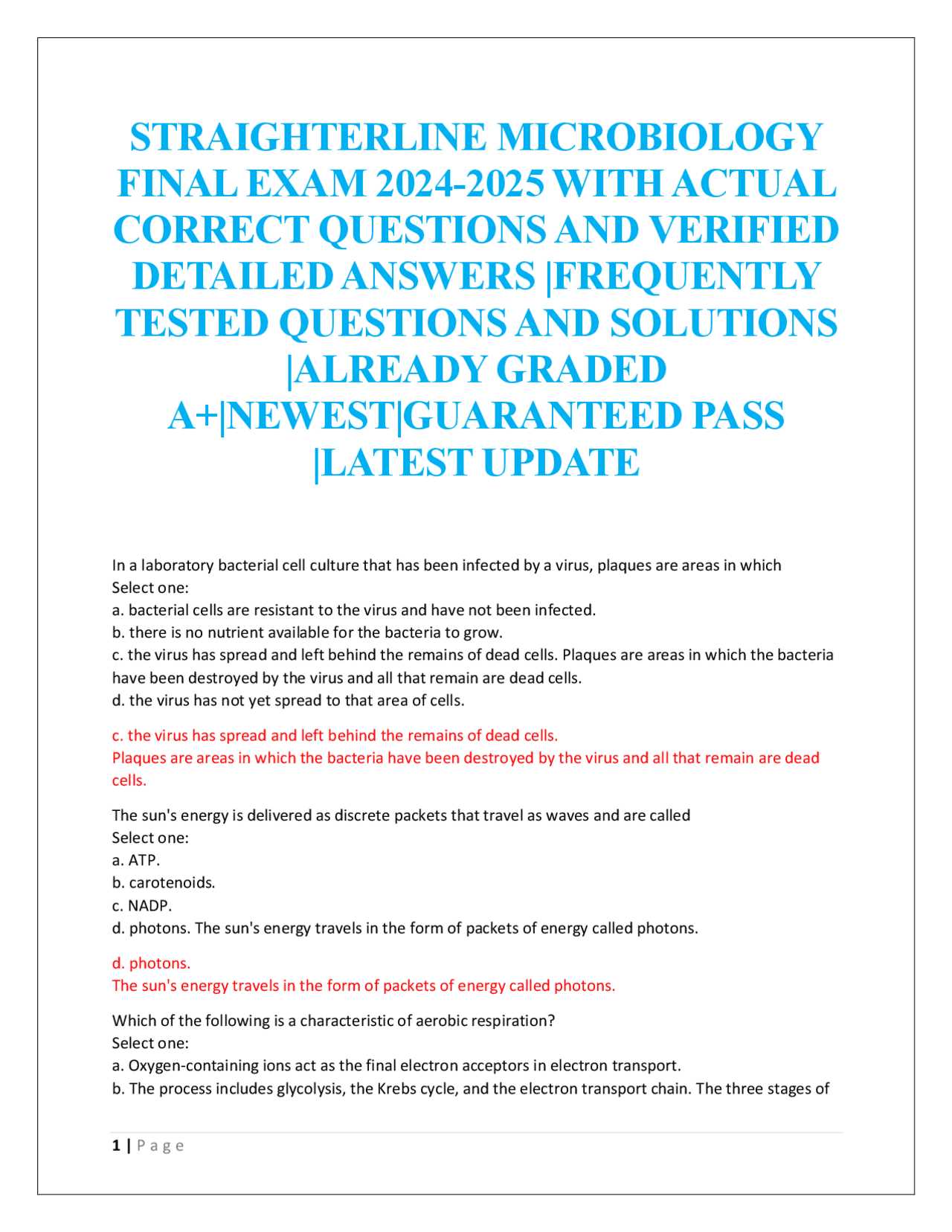 straighterline microbiology exam answers