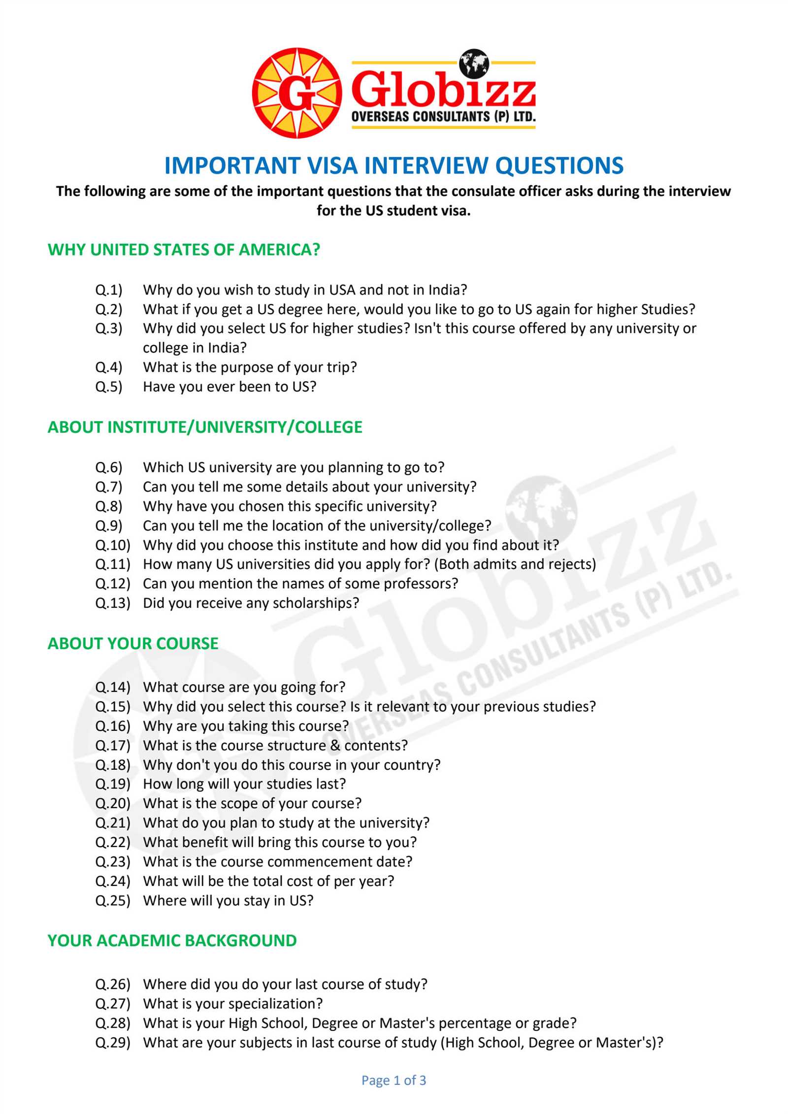 f1 visa interview questions and answers