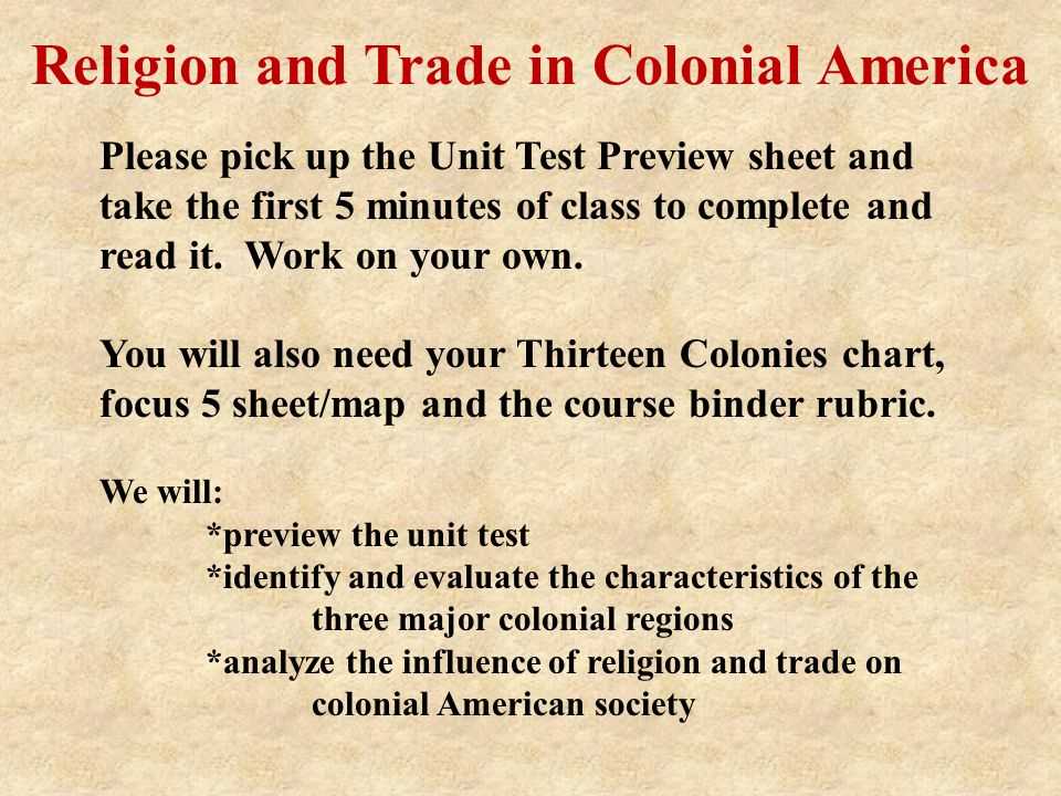 unit 1 colonial america exam answers