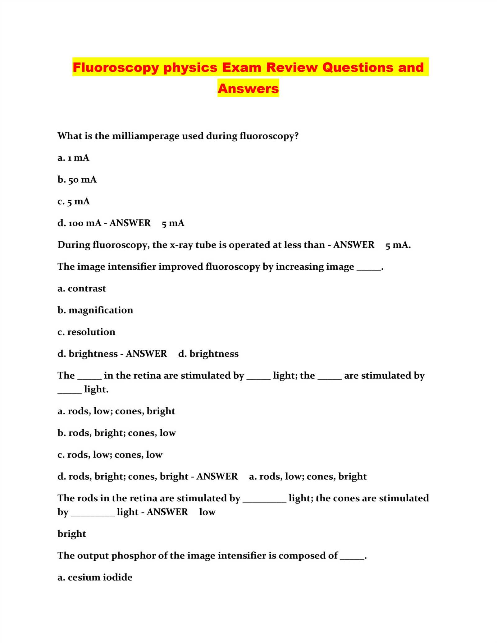 physical science exam review answers