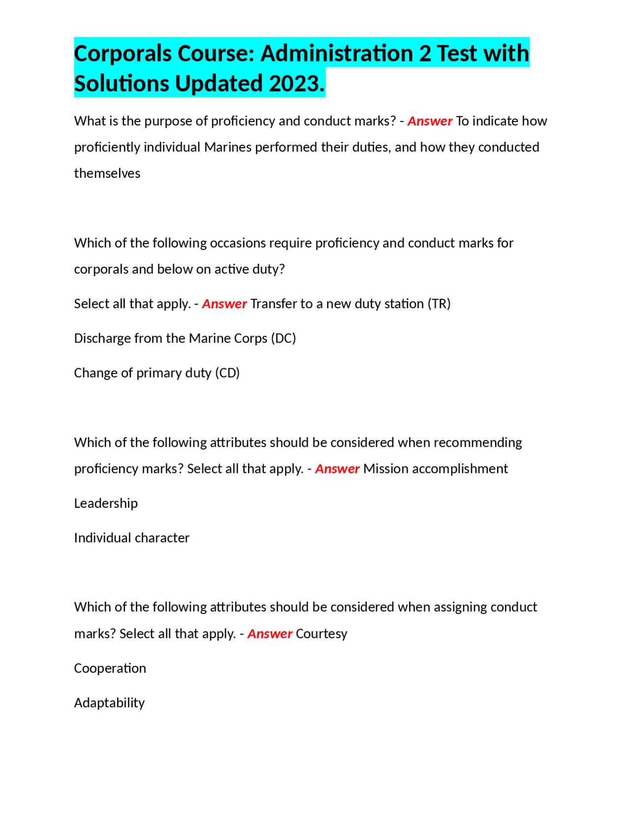 cpls course test answers