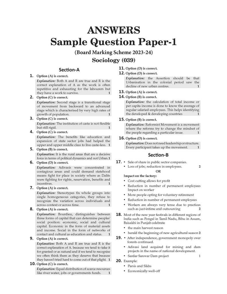 sociology question and answer for exam