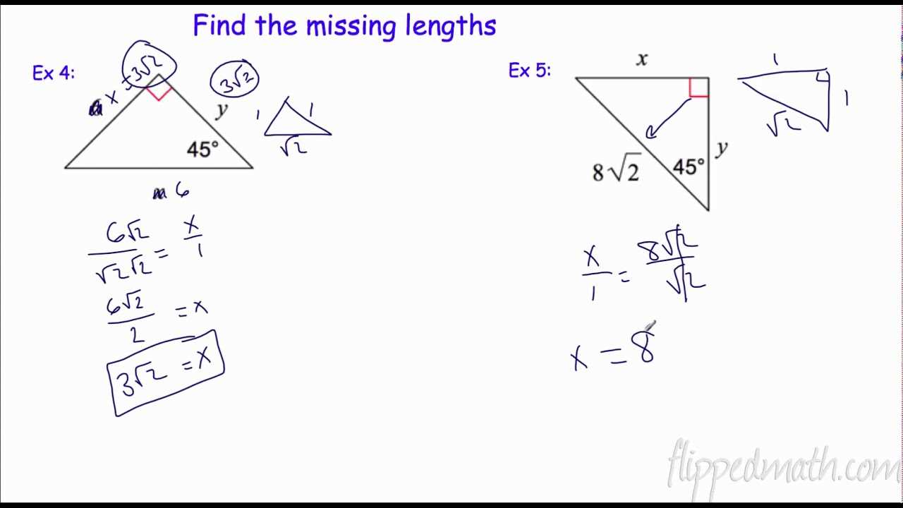 math 2 special right triangles answers