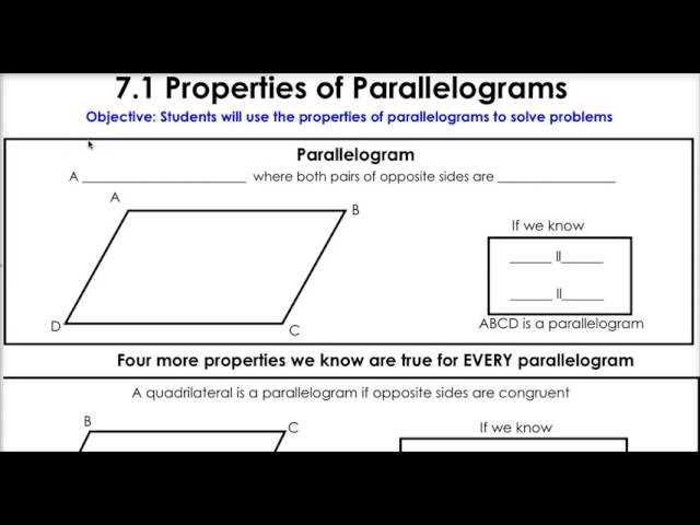 properties of parallelograms answer key