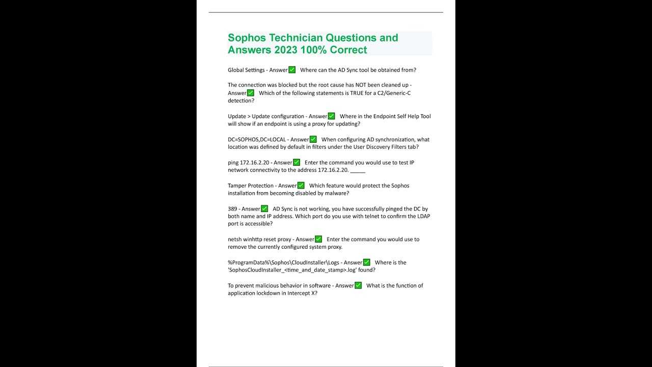 sophos certified technician exam answers