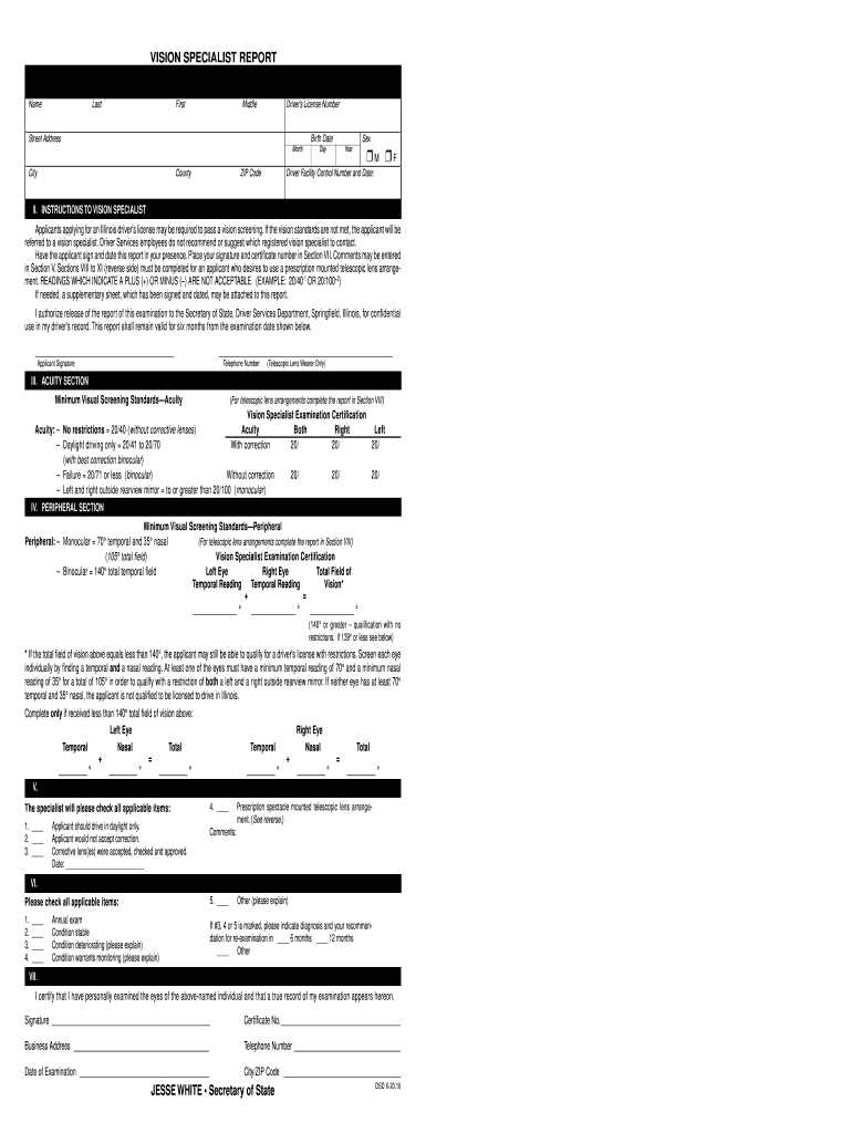 eye exam chart dmv