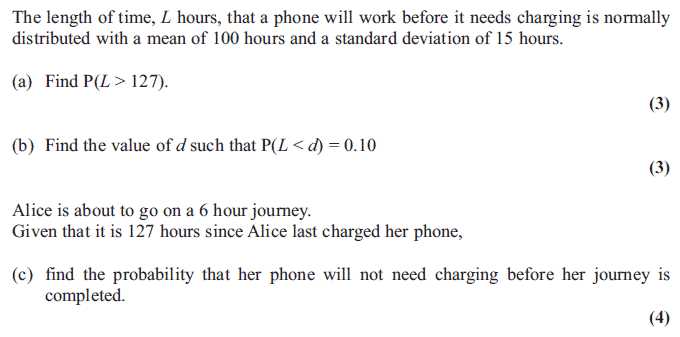 normal distribution exam questions and answers