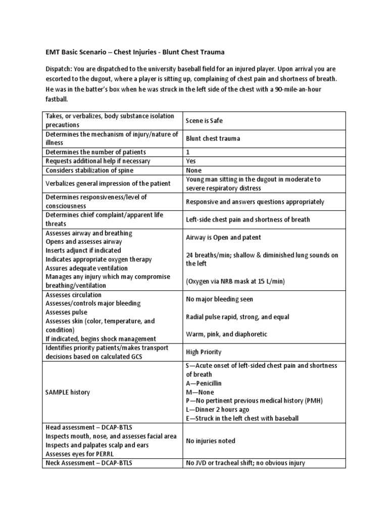 emt practical exam scenarios