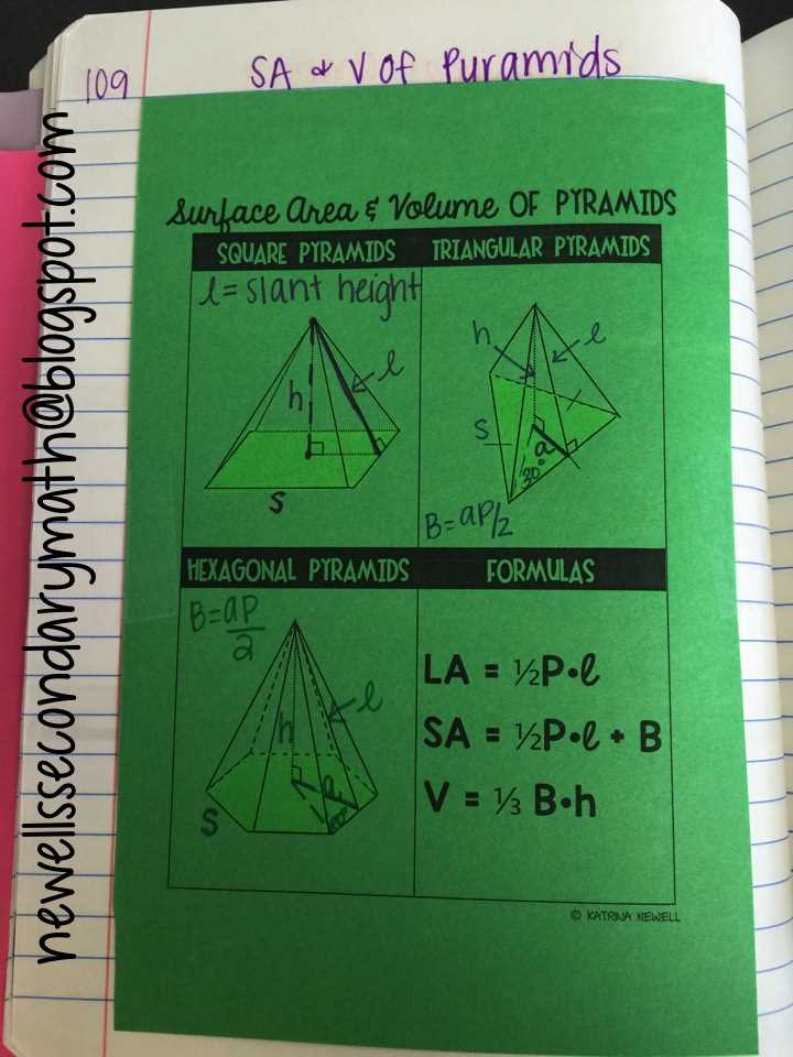 surface area and volume answer key