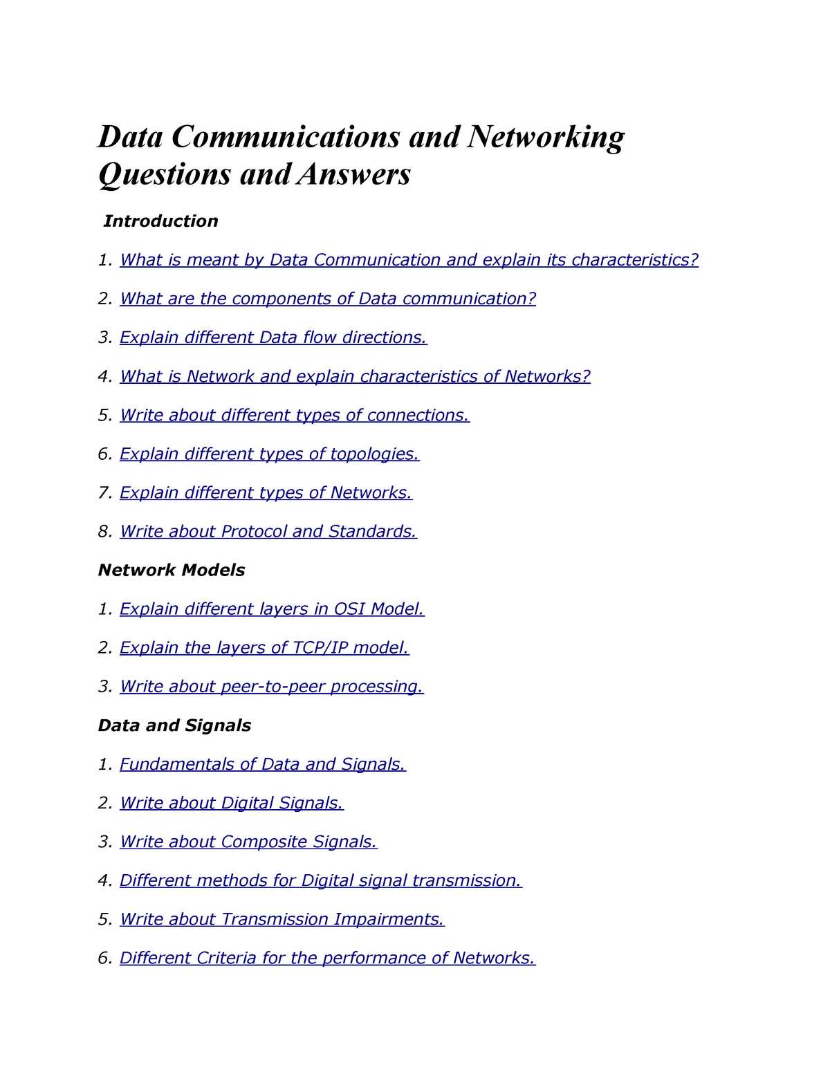 networking exam questions and answers