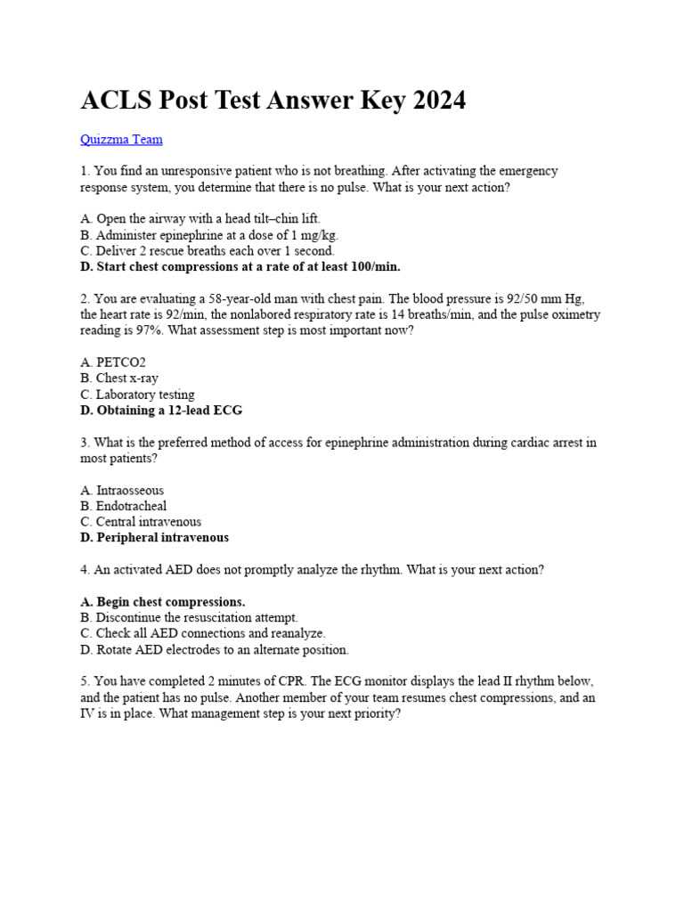 acls exam answers