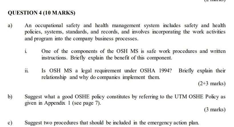 occupational health and safety exam questions and answers