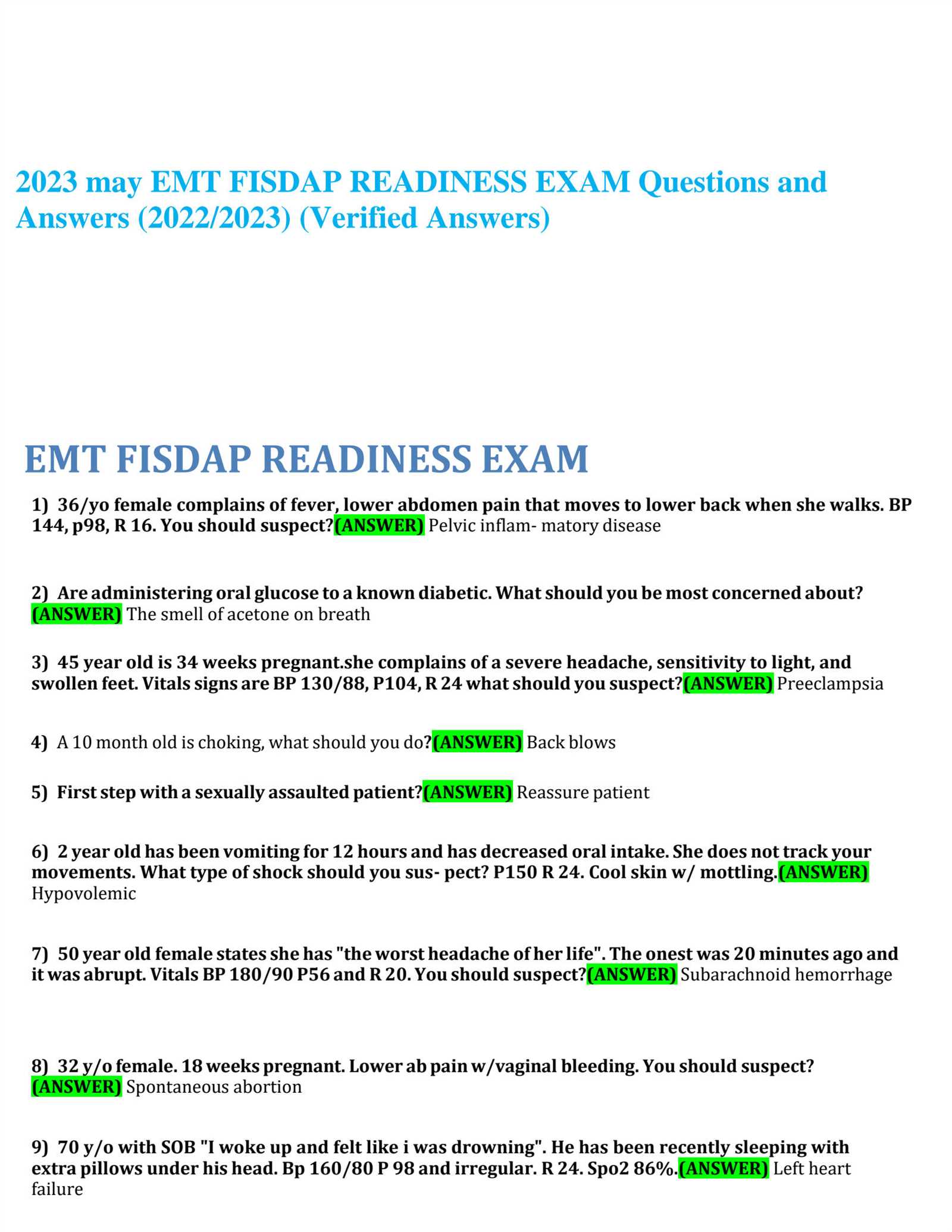 emt exam 1 answers