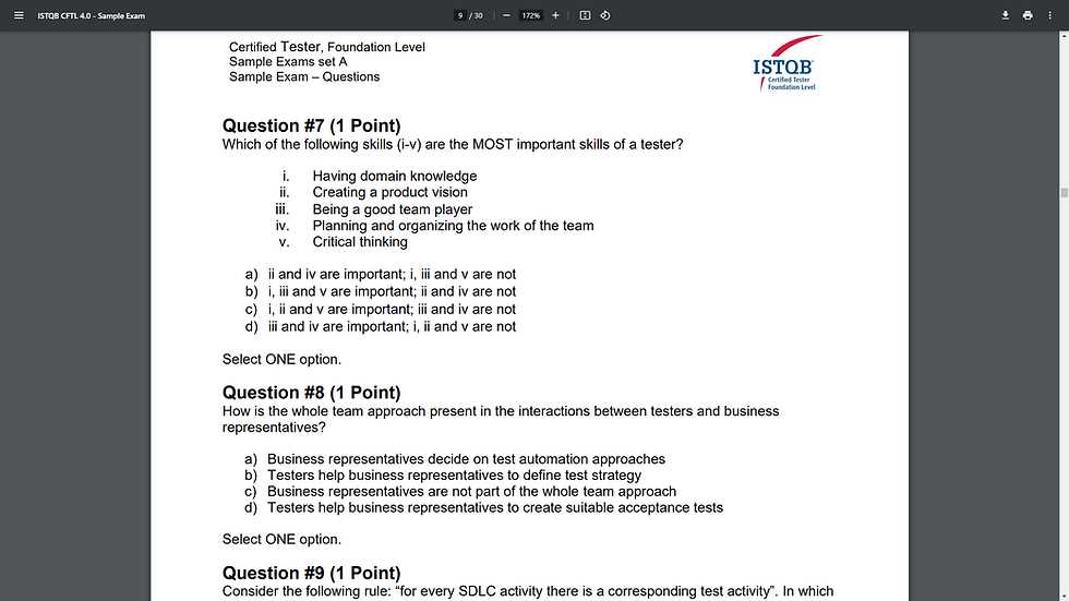 istqb foundation level exam questions and answers