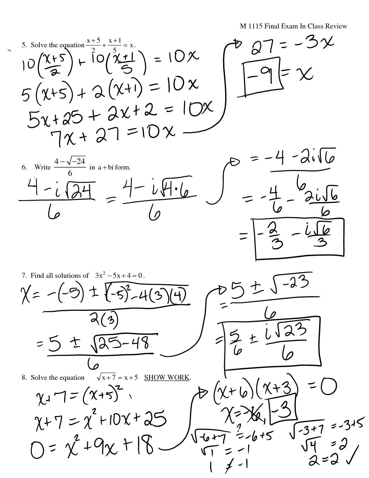 math 3 final exam study guide