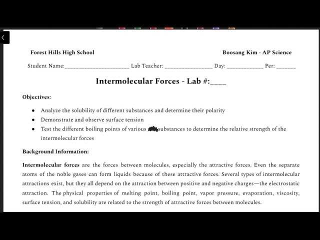 intermolecular forces lab answers