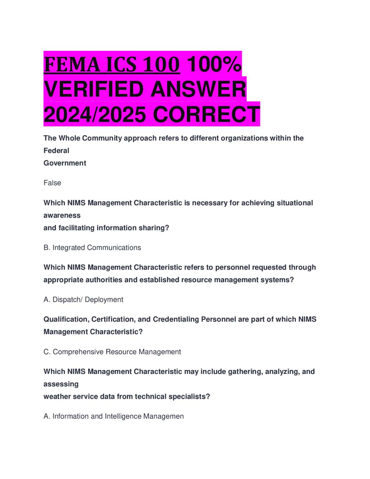 fema 700 answers 2025