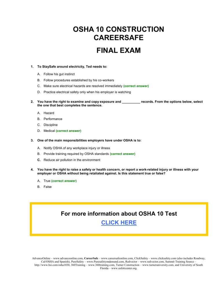 osha 10 online course answers