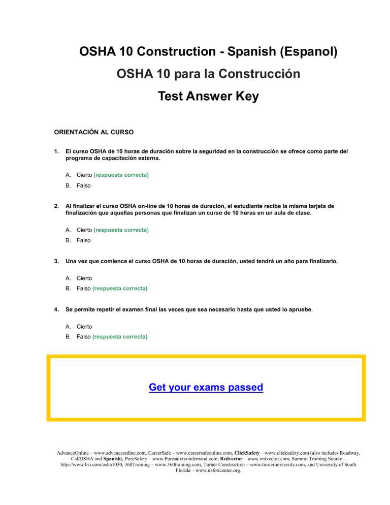 osha training test answers