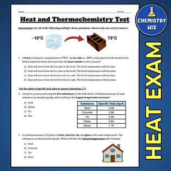 thermochemistry exam questions answers